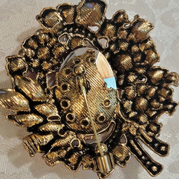 #Vintage Brilliant Floral Brooch Open Back Rhinestone Pinks, AB, Coral, Red - Picture 4 of 7